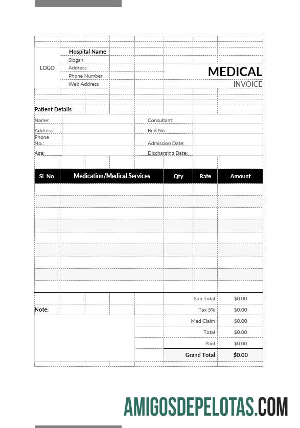 para download Modelo de formato de conta médica